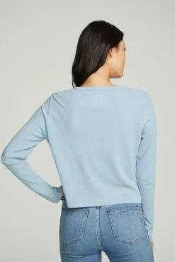 Chaser Brand Long Sleeve Button Down Semi Cropped Tee Hot