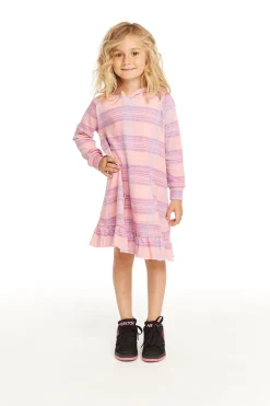 Chaser Brand Long Sleeve Cotton Candy Plaid Dress Cheap