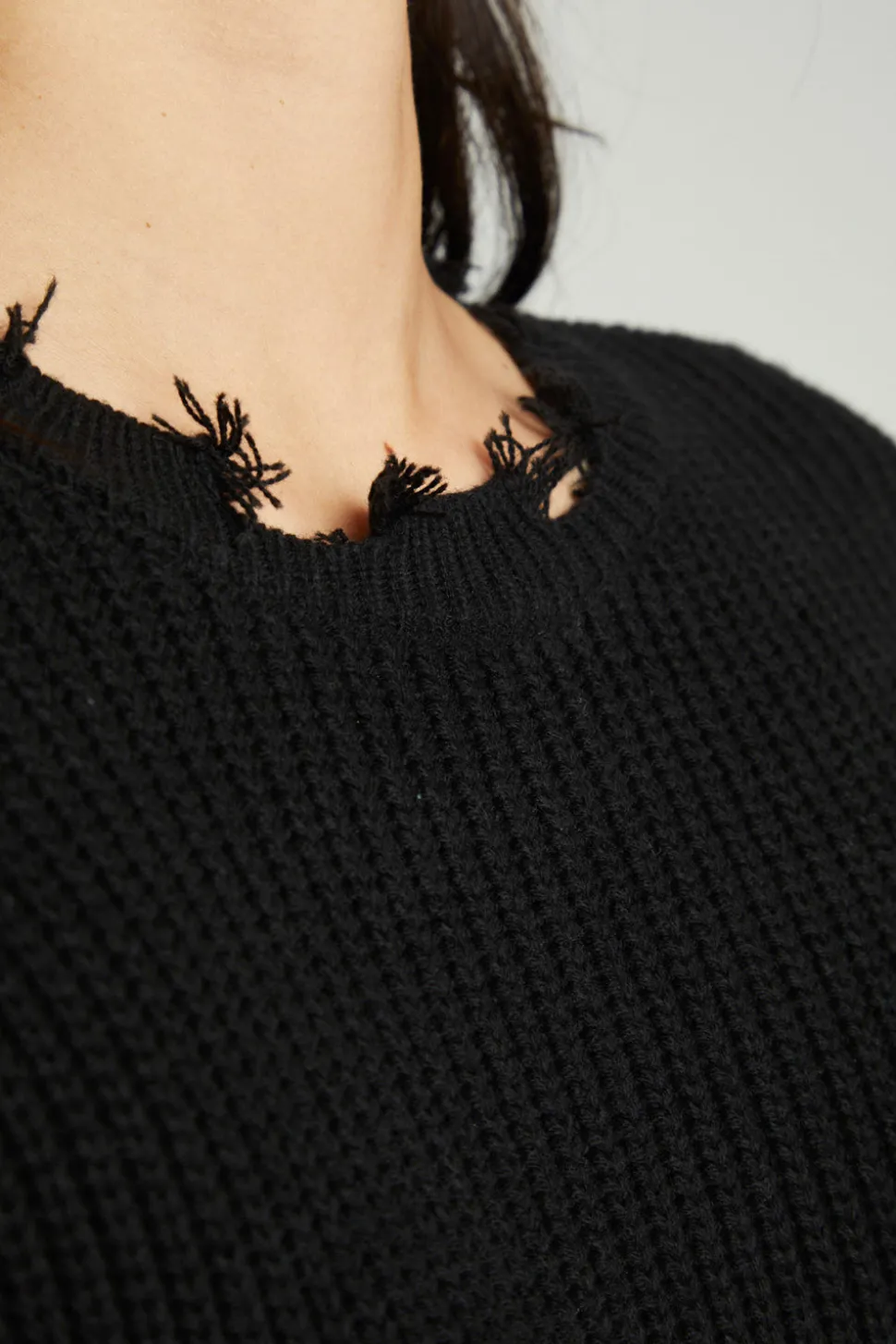 Chaser Brand Long Sleeve Crew Neck Deconstructed Sweater Pullover Fashion