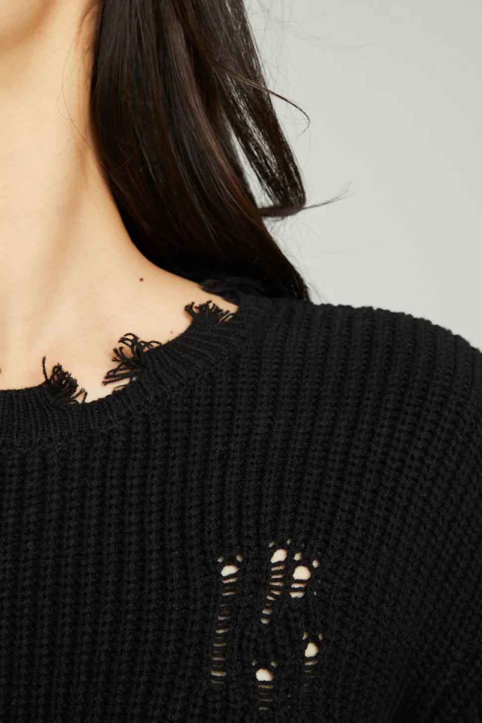 Chaser Brand Long Sleeve Crew Neck Deconstructed Sweater Pullover Fashion