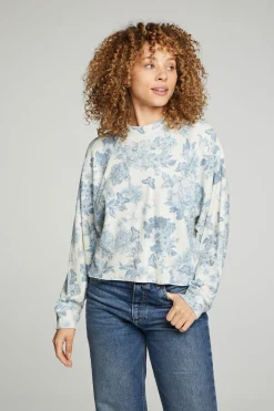 Chaser Brand Long Sleeve Cropped Mock Neck Raglan Tee Cheap