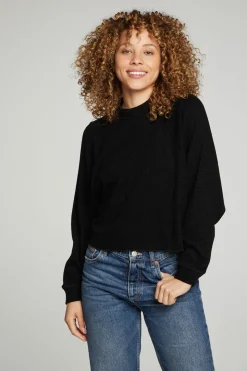 Chaser Brand Long Sleeve Cropped Mock Neck Raglan Tee Outlet