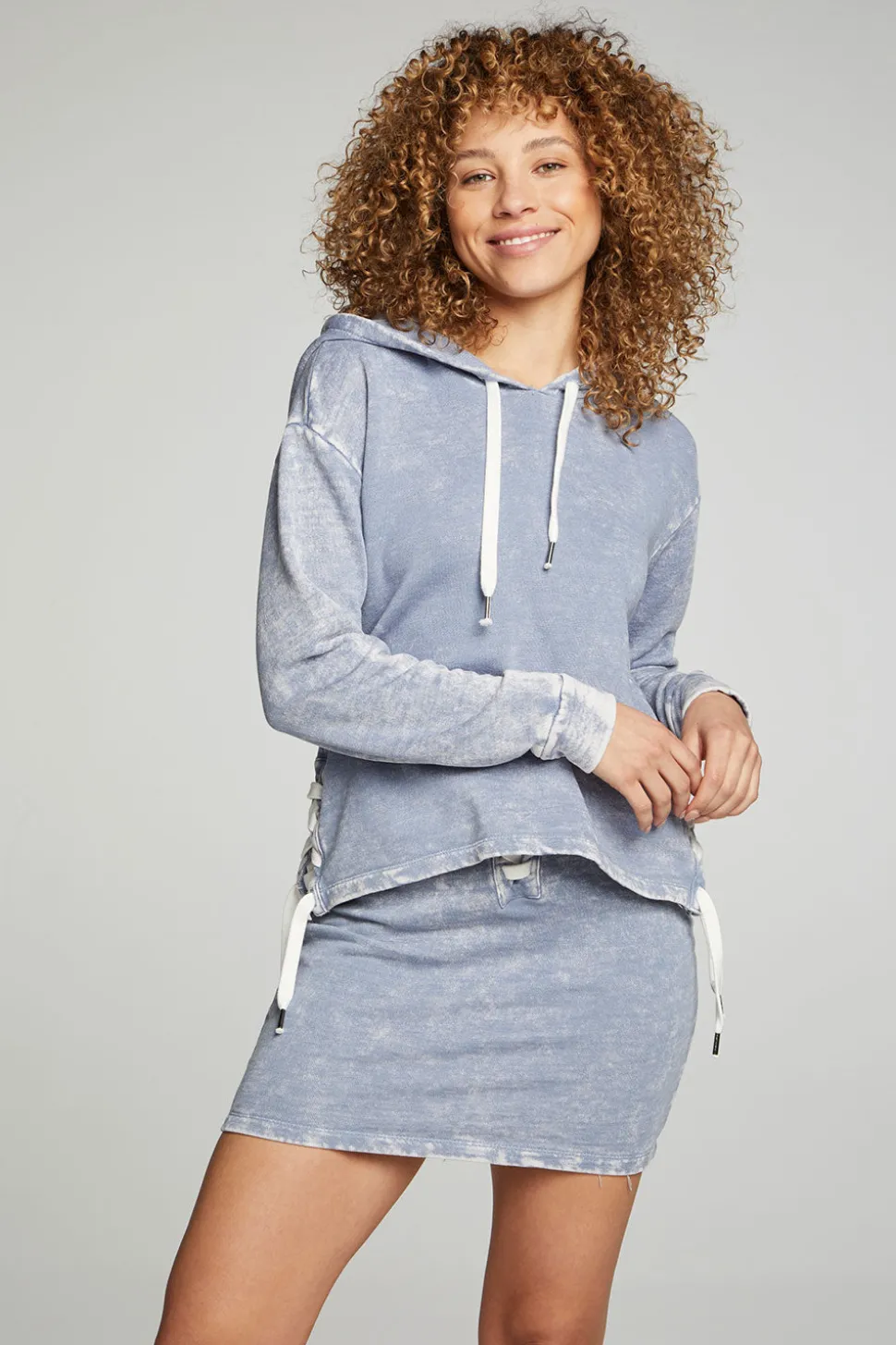 Chaser Brand Long Sleeve Hoodie With Lace Up Sides Discount