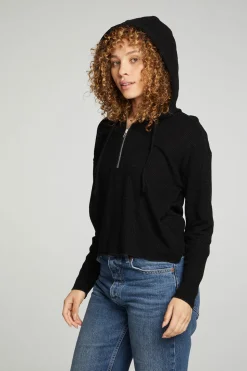 Chaser Brand Long Sleeve Semi Cropped Zip Front Hoodie Clearance