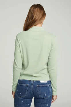 Chaser Brand Long Sleeve Snap Front Mock Neck Tee Best