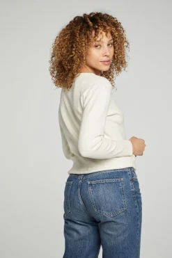 Chaser Brand Long Sleeve Snap Henley Drawstring Waist Tee Fashion