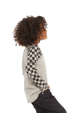 Chaser Brand Long Sleeve Splatter Checker Raglan Button Up Henley Fashion