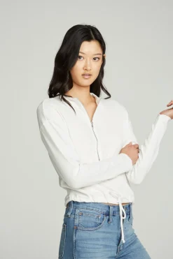Chaser Brand Long Sleeve Zipper Mock Neck Semi Cropped Tee Store