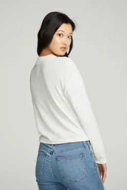 Chaser Brand Long Sleeve Zipper Mock Neck Semi Cropped Tee Store