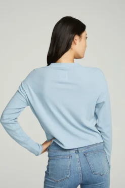 Chaser Brand Long Sleeve Zipper Mock Neck Semi Cropped Tee Flash Sale