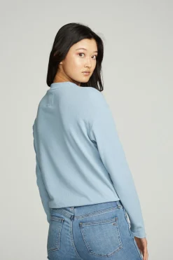 Chaser Brand Long Sleeve Zipper Mock Neck Semi Cropped Tee Flash Sale