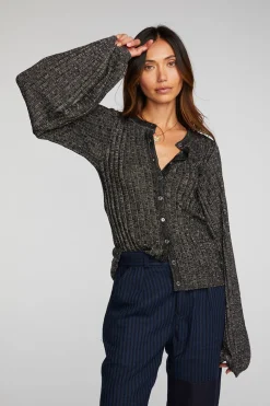 Chaser Brand Lurex Rib Knit Long Sleeve Tunic Discount