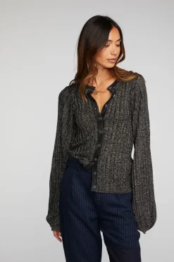 Chaser Brand Lurex Rib Knit Long Sleeve Tunic Discount
