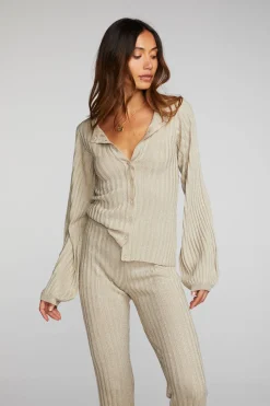 Chaser Brand Lurex Rib Knit Long Sleeve Tunic Best