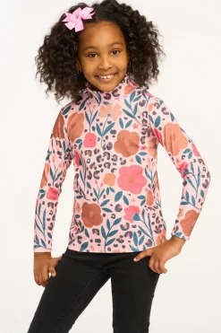 Chaser Brand Lynn Dark Floral & Leopard Print Mock Turtle Neck Hot