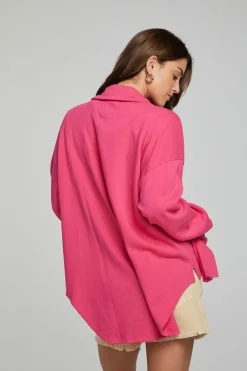 Chaser Brand Malone Button Down - Fuchsia Cheap