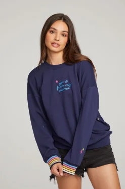 Chaser Brand Mama Embroidery Pullover New