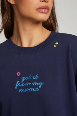 Chaser Brand Mama Embroidery Pullover New