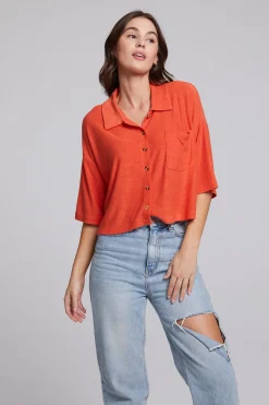 Chaser Brand Marine Crop Button Down - Tigerlily Cheap