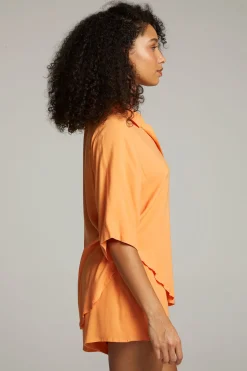 Chaser Brand Marlin Tangerine Button Up New