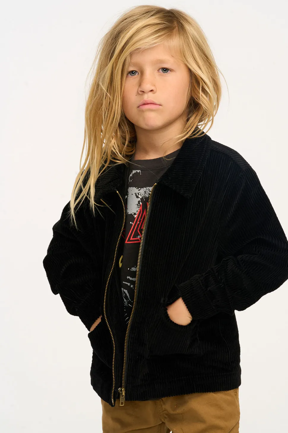 Chaser Brand Martin Raven Black Zip Up Corduroy Jacket Fashion