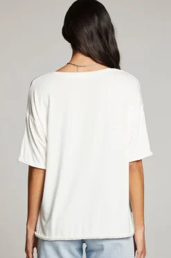 Chaser Brand Mason White V Neck Hot