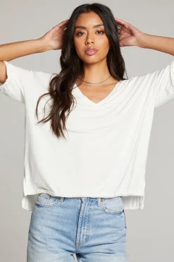 Chaser Brand Mason White V Neck Hot