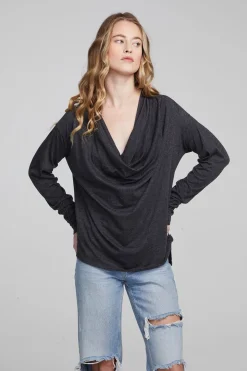 Chaser Brand Mela Shadow Black Long Sleeve Cheap