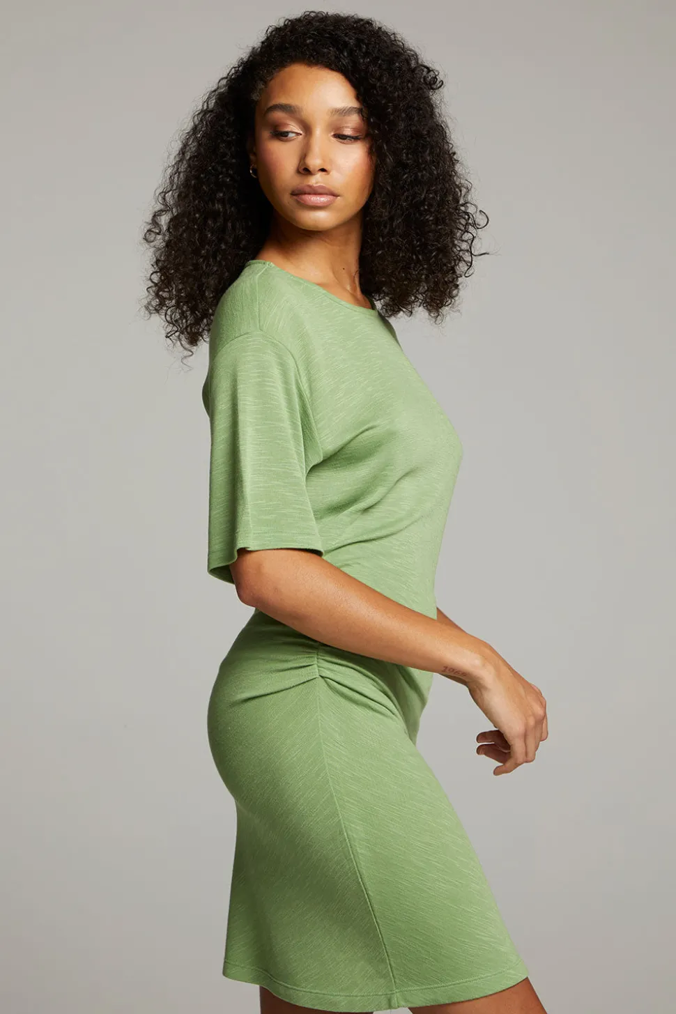 Chaser Brand Memory Piquant Green Mini Dress Best Sale