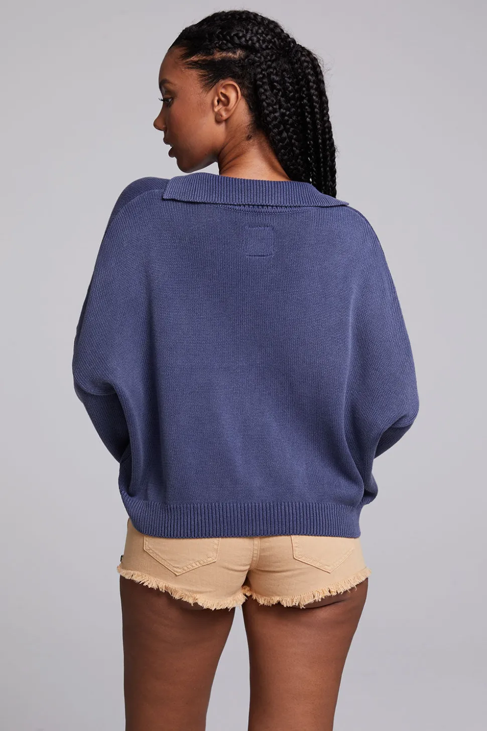 Chaser Brand Mercury Washed Indigo Crop Pullover Cheap