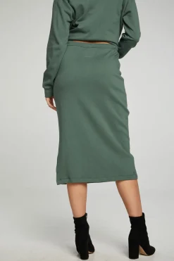 Chaser Brand Midi Drawstring Skirt With Side Slit Best Sale