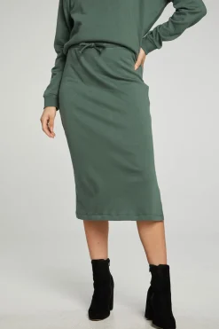 Chaser Brand Midi Drawstring Skirt With Side Slit Best Sale