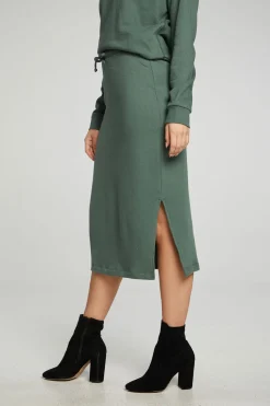 Chaser Brand Midi Drawstring Skirt With Side Slit Best Sale