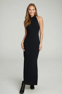 Chaser Brand Mock Neck Open Back Maxi Dress With Side Slit Fashion