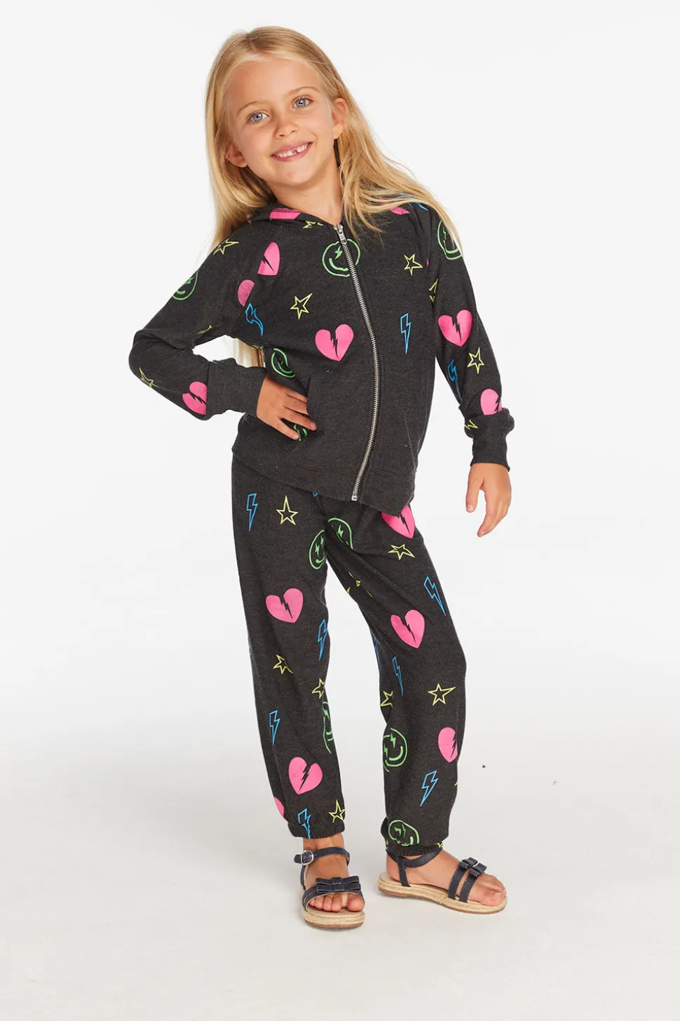 Chaser Brand Neon Heart & Smiles Girls Pant Cheap