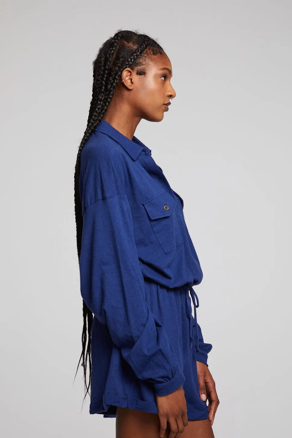 Chaser Brand Nocelle French Blue Jumpsuit Cheap