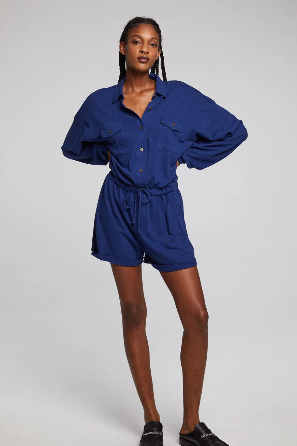 Chaser Brand Nocelle French Blue Jumpsuit Cheap