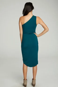 Chaser Brand One Shoulder Shirred Cross Over Dress Shop