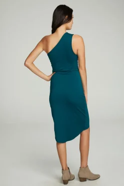 Chaser Brand One Shoulder Shirred Cross Over Dress Shop