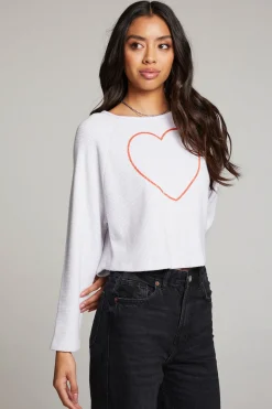 Chaser Brand Outline Heart Long Sleeve Fashion