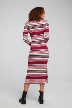 Chaser Brand Palm Roxy Stripe Midi Dress Cheap