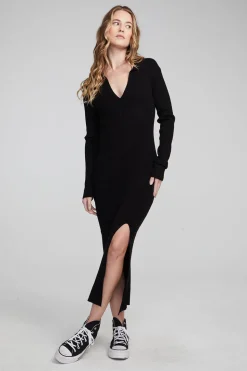 Chaser Brand Palm Shadow Black Midi Dress Online