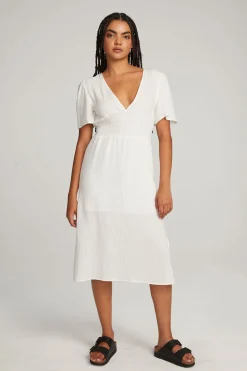 Chaser Brand Palmer White Midi Dress Flash Sale