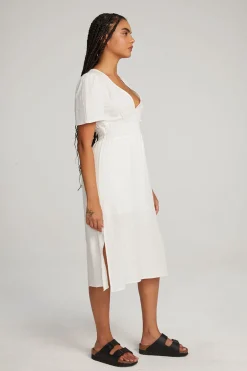 Chaser Brand Palmer White Midi Dress Flash Sale