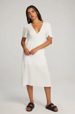 Chaser Brand Palmer White Midi Dress Flash Sale