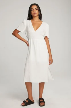 Chaser Brand Palmer White Midi Dress Flash Sale