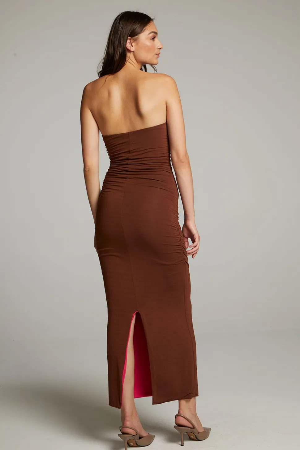 Chaser Brand Panama Coffee And Raspberry Reversible Midi Dress Fashion
