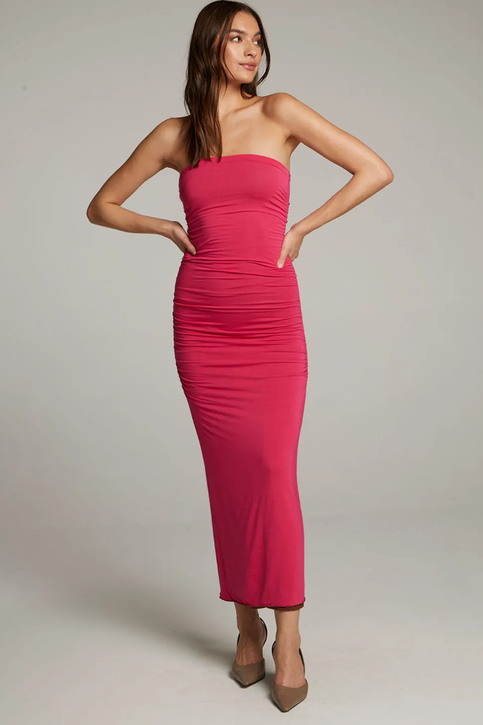 Chaser Brand Panama Coffee And Raspberry Reversible Midi Dress Fashion