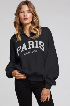 Chaser Brand Paris L'Amour Black Long Sleeve Fashion