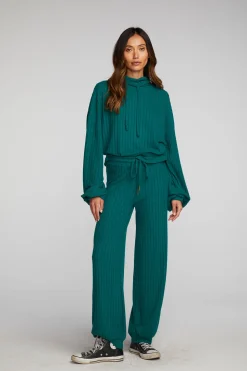 Chaser Brand Poor Boy Rib Knit Cropped Pullover With Elastic Waist & Sleeve Discount